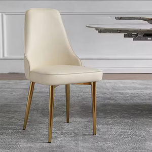 Sillas de Comedor Nórdicas Modernas Más Vendidas, Respaldo de Cuero y Metal, Patas de Acero al Carbono, Cuero Impermeable, Estructura Resistente, Asiento Acolchado - Product Image 1