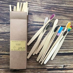 Brosse à dents en bambou pour adultes, poils doux naturels, biodégradable, lot de 10 brosses à dents manuelles pour adultes - Product Image 2