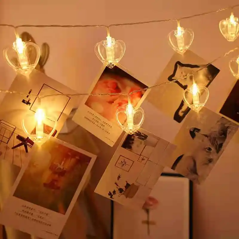 10 LED love heart Photo Peg Clip String Light Lamp For Hanging Pictures Party Wedding Decor