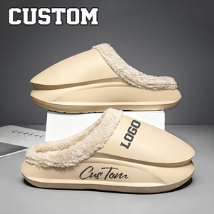 2025 otoño invierno cálido esponjoso diapositivas sandalias EVA impermeable logotipo personalizado zapatos planos de algodón zapatillas mujeres hombres - Product Image 1