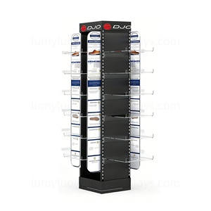 DIY 4-Sided Rotating Display <b>Rack</b> with Clear Acrylic Shelves Spinning <b>Shoe</b> <b>Stand</b> for Sneaker Store & Retail Store - Product Image 2