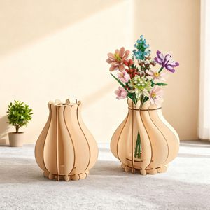 Support de vase en bois, support de fleurs de table, matériau naturel, décoration de bureau, cadeau pour la Saint-Valentin - Product Image 4