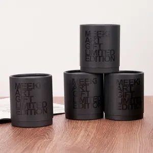 Ustom-caja de tubo de papel de cartón negro, embalaje de cono de incienso de vela, caja de tubo de papel de regalo redondo