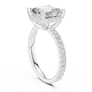 Women's Halo <b>Solitaire</b> Asscher Engagement Diamond <b>Ring</b> 925 Sterling <b>Silver</b> Wedding Party Anniversary Gift - Product Image 2