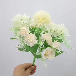 Vente en gros Nouveau style Hortensia artificiel en soie Bouquet de roses de pivoine Centres de table de mariage Fleur pour la décoration intérieure