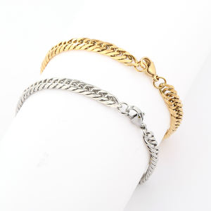 Floreo semi-solid 6 sisi potongan Miami Hip Hop perhiasan 18K berlapis emas pria gelang kalung rantai Kuba - Product Image 5