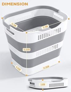 Collapsible Plastic Laundry <b>Basket</b> <b>Foldable</b> Laundry <b>Basket</b> Plastic with Handles Pop up Storage Container - Product Image 2