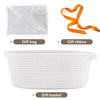 Panier Tressé Petit En Stock avec Sacs Cadeaux et Rubans, Panier en Corde de Coton pour Rangement, Paniers Cadeaux Jouets avec Poignées