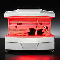Lit de thérapie par lumière rouge motorisé professionnel de 19 pouces avec écran LCD, 633 nm, 810 nm, 850 nm, 940 nm, chambre de photothérapie infrarouge pour tout le corps