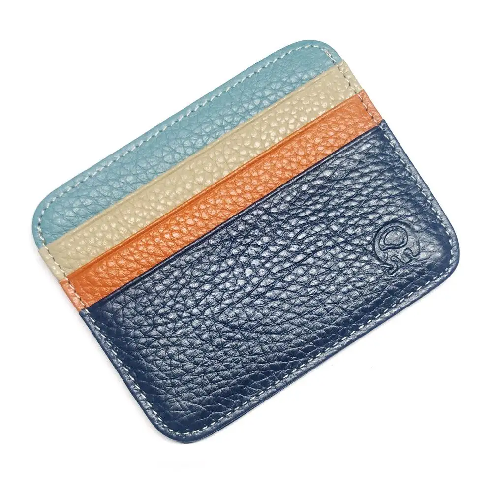 REWIN Moda 43 Cores Unisex Couro Magro Pequeno Designer Titular Do Cartão Dianteiro Bolso Carteira De Couro Genuíno Coin Purse Wallet