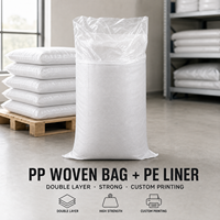 Sac tissé en PP blanc double couche avec doublure intérieure en PE pour l'emballage en vrac de farine de riz et de poudre, vente en gros