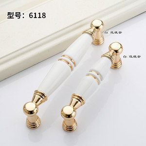 Lcedis Ceramic Cabinet Handles Rose Gold Bar Shape European Style Furniture Hardware Drawer Door Pulls - Product Image 2
