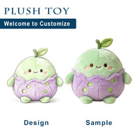 Jouets en peluche personnalisés en gros, poire verte en peluche, coussin brodé, peluches de fruits pour enfants, pour les magasins de mode et la vente au détail