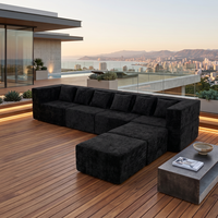 Canapé d'angle modulable moderne en forme de L avec rembourrage en mousse, ottoman et repose-pieds, personnalisable, trois places pour salon