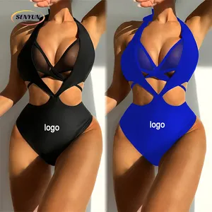 Vintage junge Mädchen Tankini Damenhalfter ausgehöhlt Bikinis individuelles Logo Mode geteilt einteiliges Set sexy Bademode Strandbekleidung