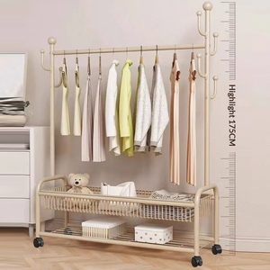 Estante Metálico Económico con Ruedas, Perchero para Niños, Perchero Dorado con Estante para Ropa - Product Image 5