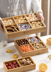 Nueve rejillas ecológicas modernas Dim Sum plato de madera para manualidades cajas de madera hechas a mano logotipo personalizado fruta aperitivos carteles de pared Color Natural - Product Image 3