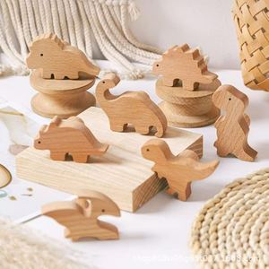 Wooden Dinosaur Wall Hooks Natural Color Eco-Friendly Solid Wood <strong>Childrens</strong> Room Coat <strong>Hanger</strong> For Boy Girl - Product Image 1