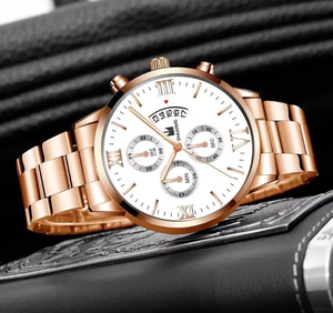 Hot Bán Thạch Anh Đồng Hồ Cho Nam Giới Ngày 2Pcs Thép Không Gỉ Sang Trọng Đồng Hồ Người Đàn Ông Vòng Đeo Tay - Product Image 3