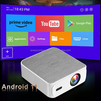 Mini projecteur intelligent portable LED 4K 1080P avec WiFi pour Android 11, 1000 lumens CVIA et haut-parleurs intégrés