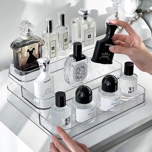 Support de présentation en acrylique transparent à trois niveaux pour parfums, cosmétiques et figurines d'<span class=keywords><strong>action</strong></span>, organisateur de bureau pour la coiffeuse de chambre - Product Image 2