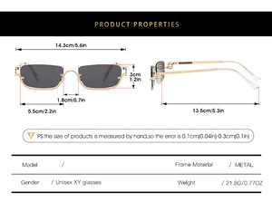 Nuevas Gafas de Sol de Medio Marco Metálico para Mujer, Elegantes Gafas de Sol de Marco Pequeño Cuadrado con Logotipo Personalizado y Protección UV400 de Diseñador - Product Image 5