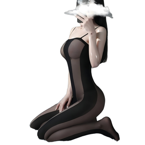 Ziqqu 5092 Sexy Lingerie bas ouvert entrejambe sangle combinaison main-déchirure tentation Transparent Tease tenue respirant tricoté - Product Image 6