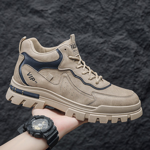 Thick Soled Trendy Mens <b>Shoes</b> British Style Sports Casual <b>Shoes</b> Outdoor Anti Slip Flat Sole <b>Comfortable</b> Breathable <b>Work</b> Boots - Product Image 4
