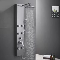 Ortonbaigsystème de tour contemporain en acier inoxydable robinet à 6 fonctions LED cascade de pluie pommeau de douche panneau de douche + portable