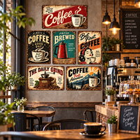 Pancarte Métallique Vintage pour Café, Thème Nouvel An Chinois : 'Essayez Notre Café, Délicieux', 'Salon 24h/24', Décoration Murale Rétro pour Café et Maison