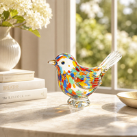 Figurine d'oiseau en verre artistique écologique colorée, sculpture en verre soufflé à la main pour étagère, fenêtre et décoration intérieure