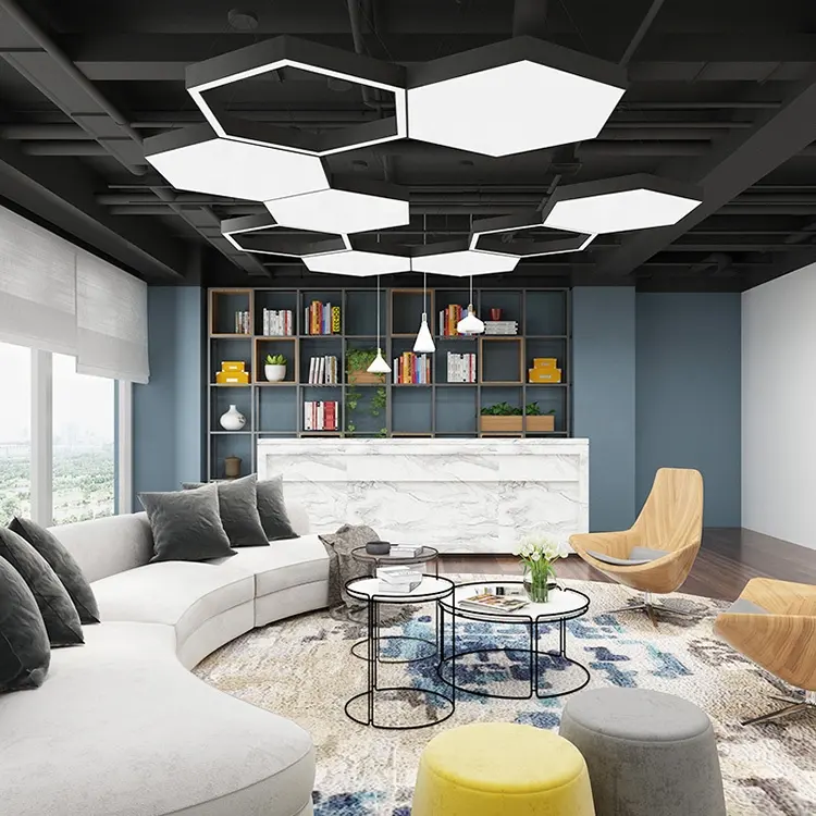 Manufacturer design 86-265v dimmable hexagon geometric modern living hotel black pendant light