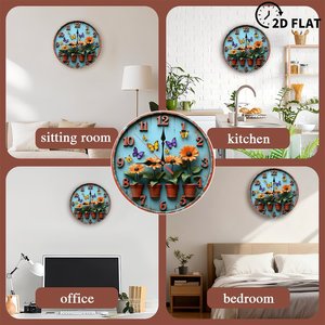 Round Wooden Wall <b>Clock</b> 25x25Cm <b>Art</b> Decor Quiet Movement Home Living Room Background <b>Clock</b> - Product Image 4