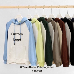 เสื้อฮู้ดสองสีโอเวอร์ไซส์สำหรับทุกเพศเสื้อฮู้ดสไตล์ไหล่ตกไซส์ - Product Image 1