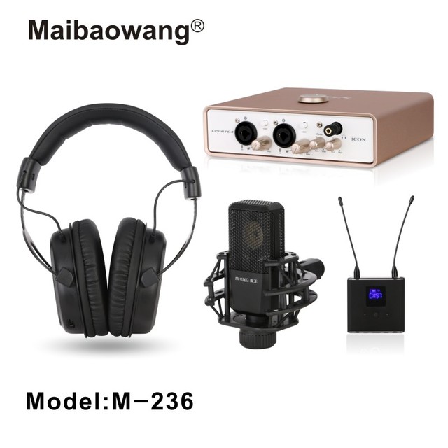 Professional Wireless Audio Interface Condenser Mic Live Microphone XLR Studio Recording Broadcasting