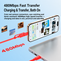 Câble de charge multi-ports 2-en-1 ultra-rapide 60W, cordon de charge rapide tressé à double port compatible avec les appareils iPhone et Type-C