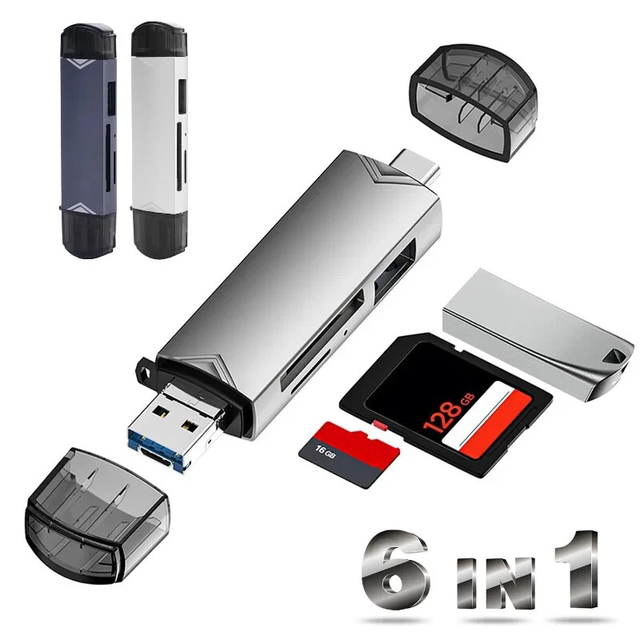 6 in 1 Multifunction Usb 3.0 Card Reader U Disk Type C/Micro Usb/Tf/Sd Flash Drive Memory Card Reading Adapter Phone Accessories