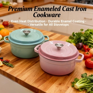 Sartén Portátil de Hierro Fundido Esmaltado Antiadherente para Acampar, Picnic, Compatible con Estufa de Gas - Product Image 1