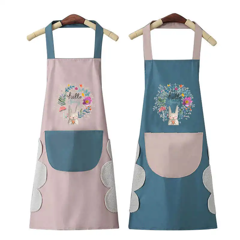 Neues Design Coral Velvet Schürze Damen Küche wasserdicht und öl beständig Schürze Mode koreanische Version von Paar Kittel