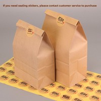 Sacs alimentaires en papier kraft à fond carré pour plats à emporter, barbecue et pain, anti-graisse, écologiques, impression à l'encre