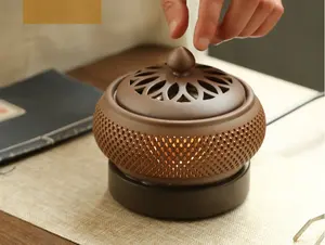 Bruciatore di incenso elettrico moderno in ceramica bruciatore di incenso a LED a olio essenziale riscaldamento dell'essenza bruciatore di bakhoor a elettroni