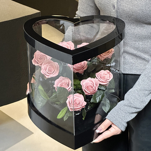 San Valentín <span class=keywords><strong>2023</strong></span> 2024 Rosa encantada en forma de corazón caja de acrílico transparente regalo de San Valentín arreglo de flores de rosas preservadas - Product Image 3