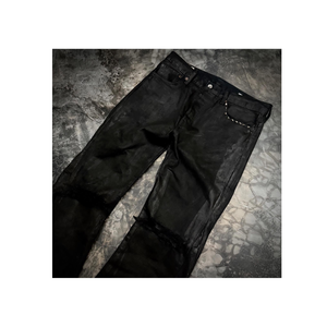 Jeans da Uomo 100% Cotone Traspirante Stile Streetwear con Rivetti e Pietre Personalizzabili, Pantaloni Svasati Eleganti in Denim Lavato Colorato - Product Image 1