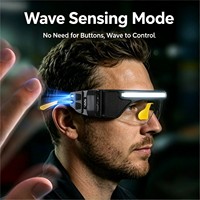 Lampe frontale portable 10W LED COB à détecteur de mouvement, coupe-vent, type lunettes, rechargeable Type-C, intensité réglable, pour cyclisme