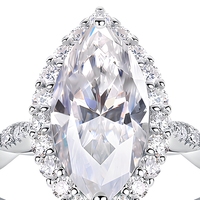 Bague en moissanite taille marquise en argent sterling 925, géométrique, pour femme, pour fiançailles et mariage