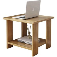 Table de Chevet Moderne Double Couche en Bois Massif Style Marocain pour Chambre et Salon – Vente en Gros Usine