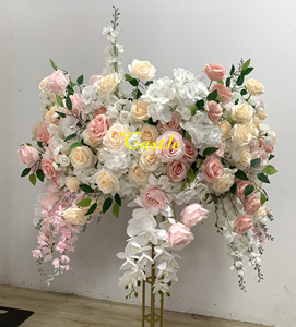 Los centros de mesa de flores de mesa redonda 5D de aduanas vienen con soporte de seda Rosa hortensias boda arreglos florales artificiales - Product Image 2
