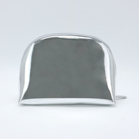 Étui à maquillage imperméable pratique et réutilisable en PU, avec coque argentée brillante, pochette cosmétique portable, sac de rangement pour soins de la peau en voyage