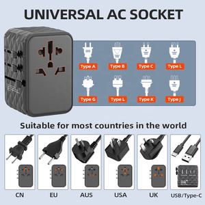 Worldplug <span class=keywords><strong>tout</strong></span> en un GaN 65W type-c USB adaptateur de chargeur mural rapide adaptateurs de prise de voyage internationaux universels - Product Image 4