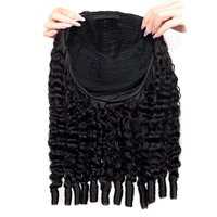 Longue demi-perruque en cheveux humains brésiliens |   Perruque mi-longue bouclée style birman, texture naturelle, cheveux humains, pour femmes